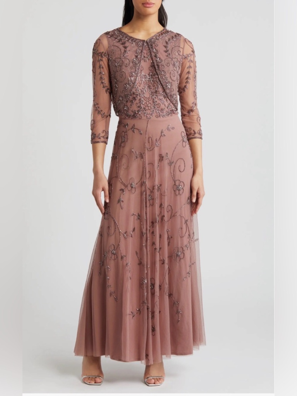 pisarro nights Beaded Mesh Gown with Jacket Size:14 $268